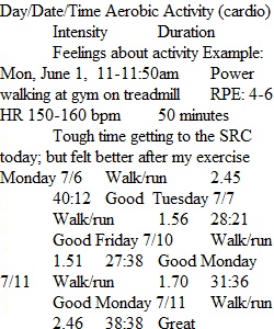 PA & Exercise Log Week 3